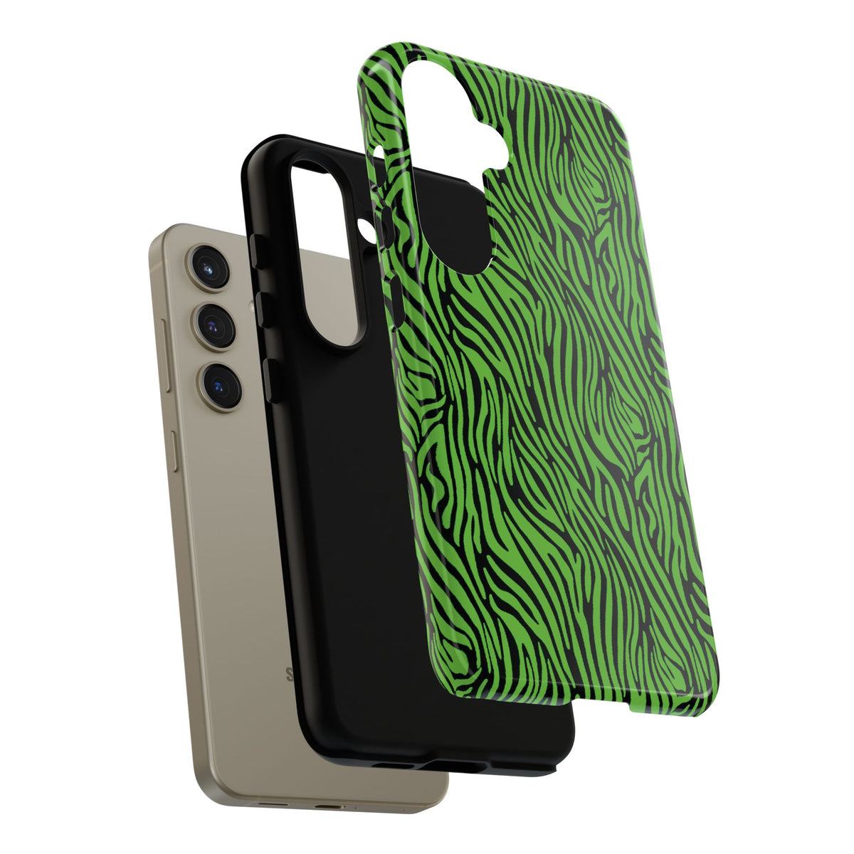 Neon Green Zebra Tough Phone Case iPhone, Galaxy, or Google Pixel