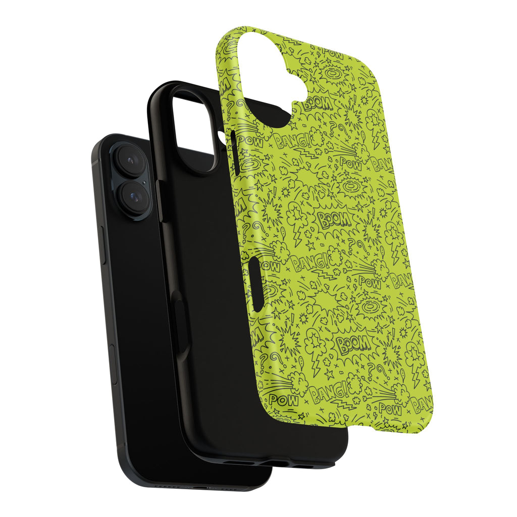 Neon Lime Wow Tough Case for iPhone, Galaxy, or Google Pixel