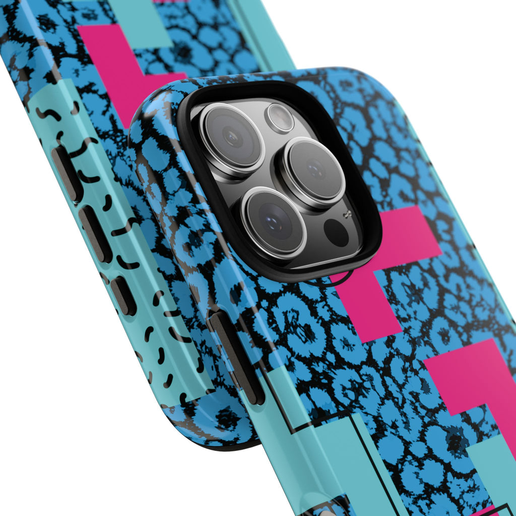 LOVE Blue Leopard 80s Vibe Tough Case for iPhone, Galaxy, or Google Pixel