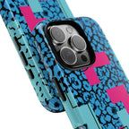 LOVE Blue Leopard 80s Vibe Tough Case for iPhone, Galaxy, or Google Pixel