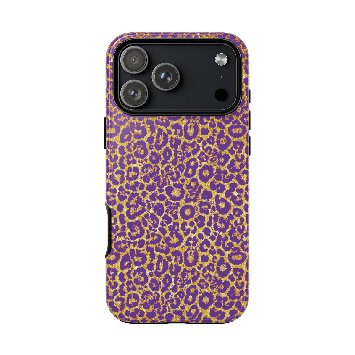 Purple Gold Leopard Tough Phone Case for iPhone, Galaxy, or Google Pixel