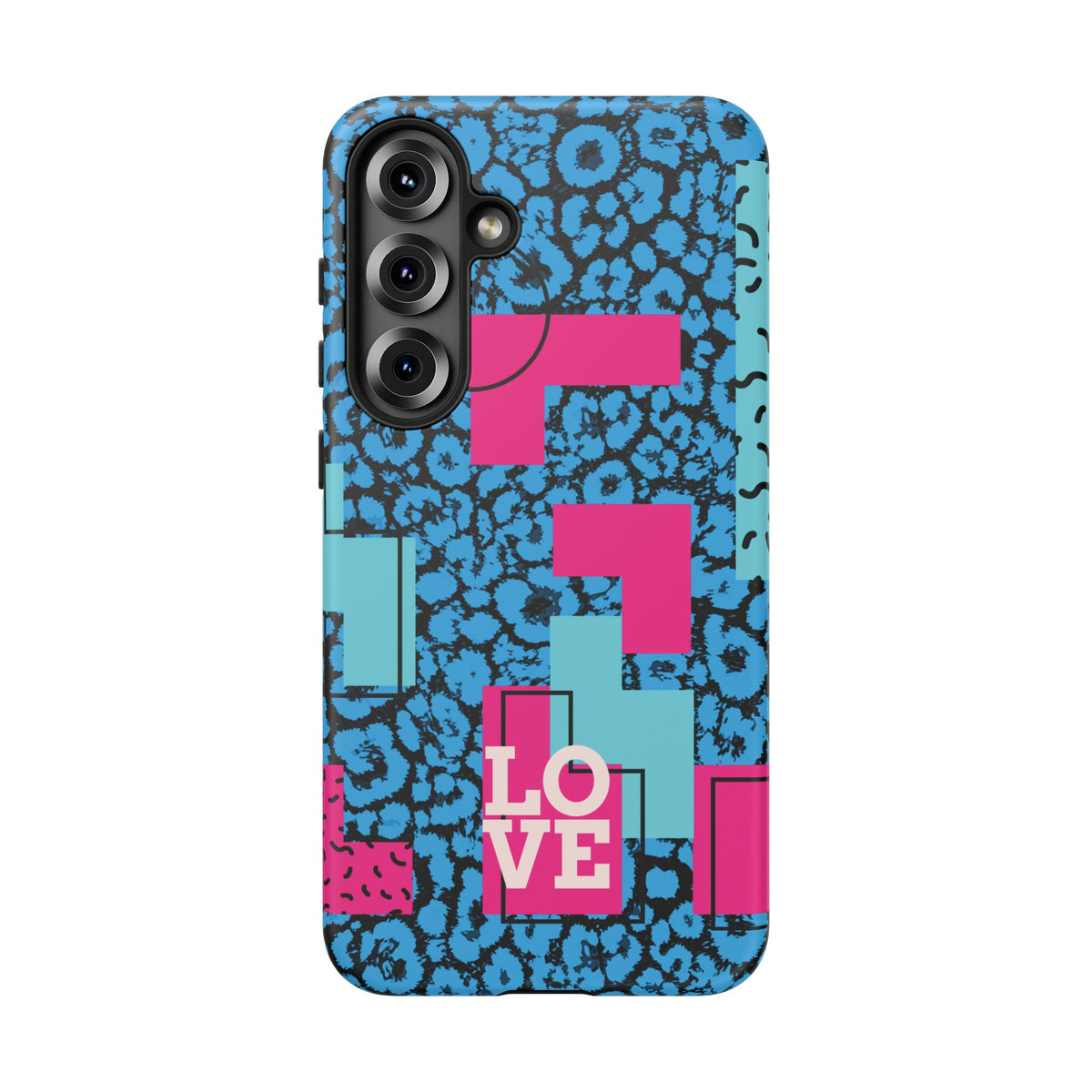 LOVE Blue Leopard 80s Vibe Tough Case for iPhone, Galaxy, or Google Pixel