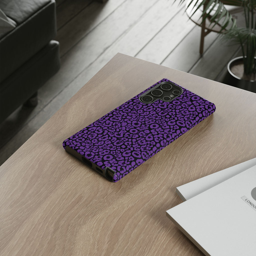 Purple Leopard Tough Case for iPhone, Galaxy or Google Pixel