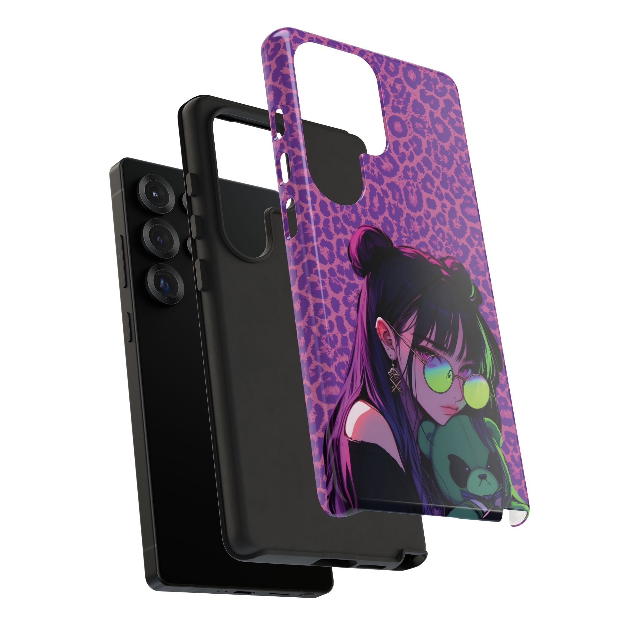 Purple Pink Leopard Kz iPhone, Galaxy and Google Tough Cases