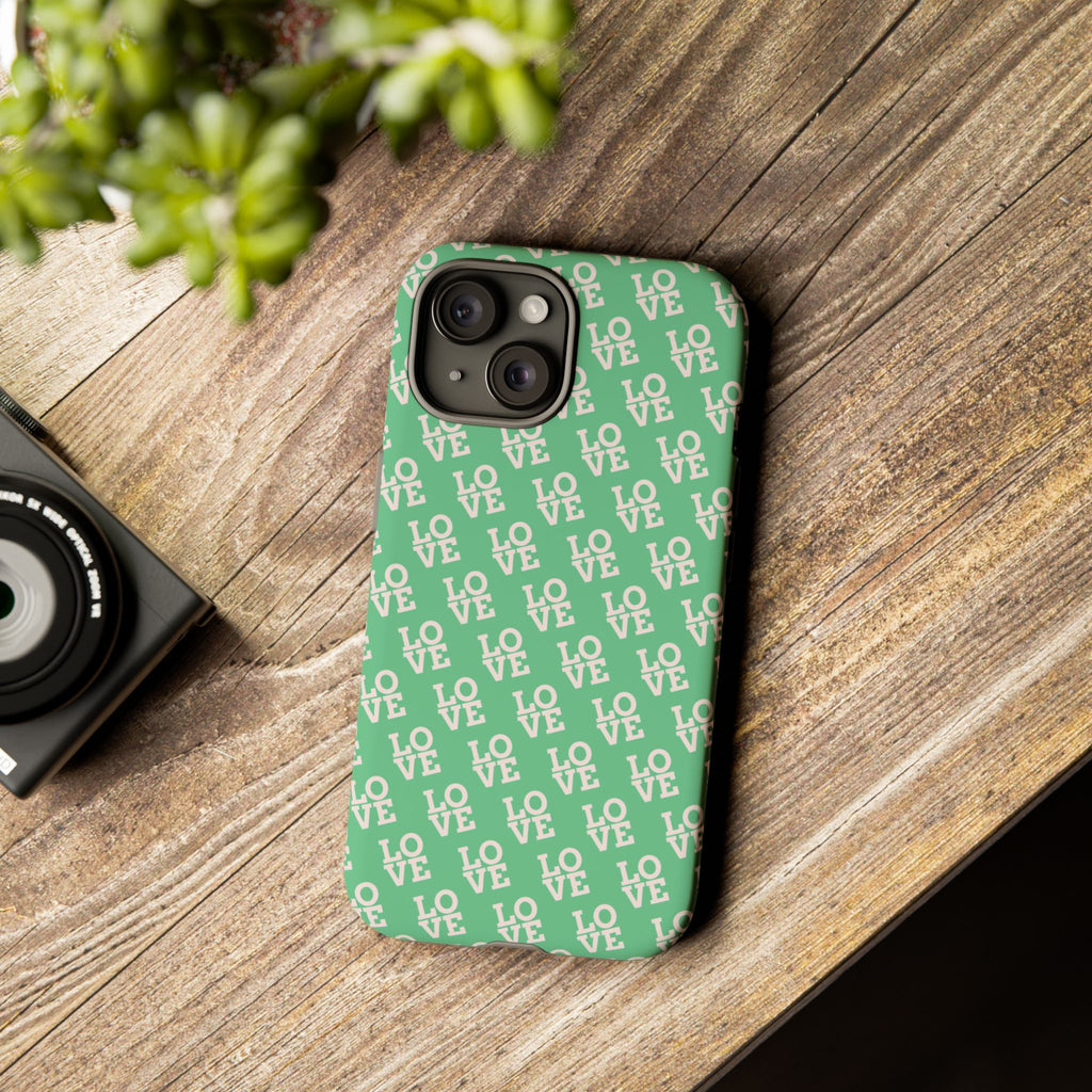 LOVE Aqua Tough Phone Case for iPhone, Galaxy, or Google Pixel