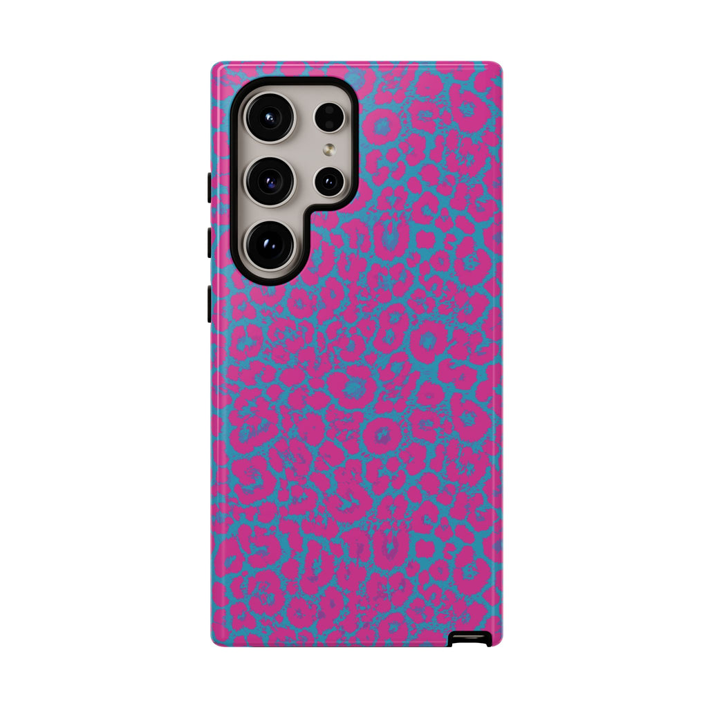 Pink Blue Leopard Tough Phone Case iPhone, Galaxy, or Google Pixel