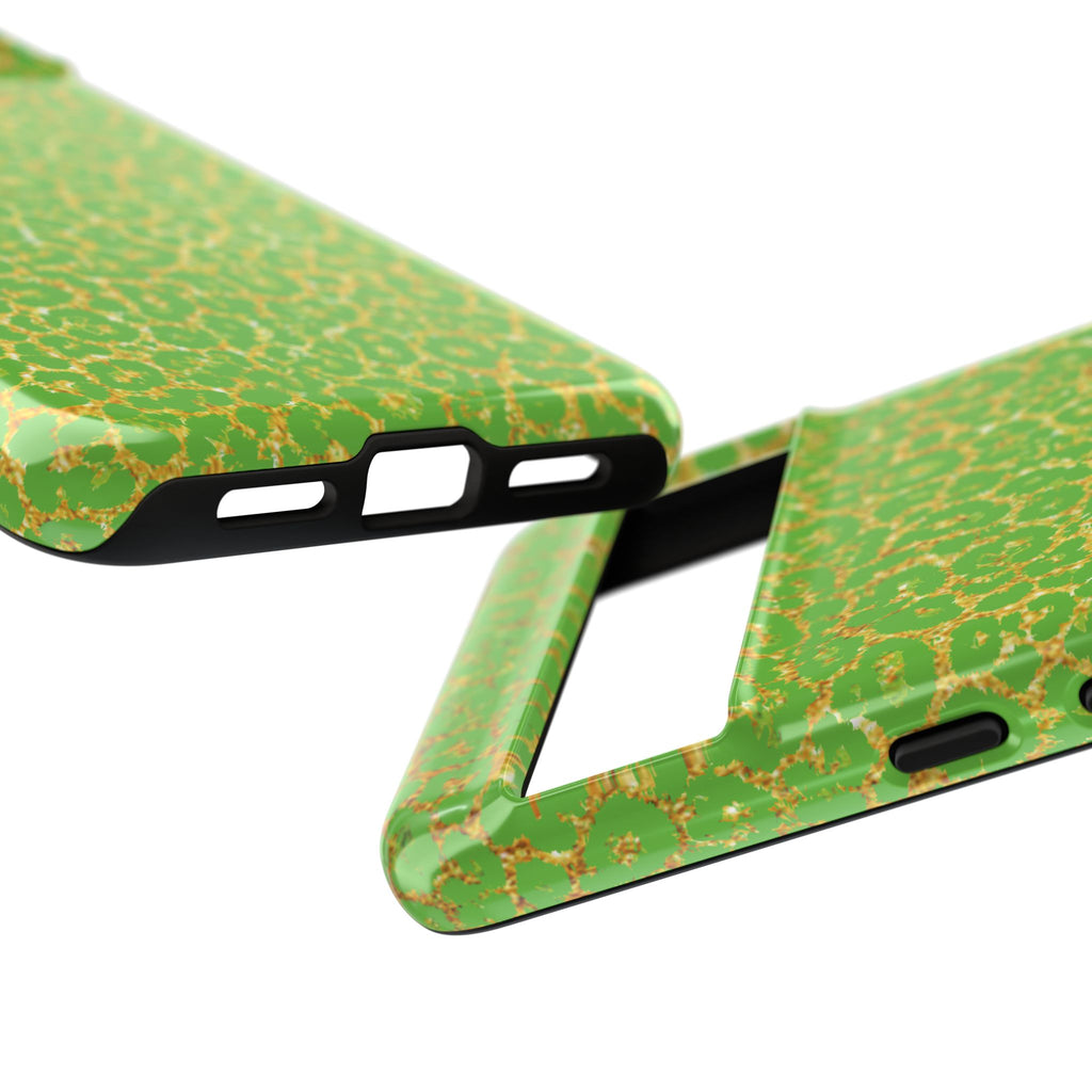 Neon Green Gold Leopard Tough Phone Case iPhone, Galaxy, or Google Pixel
