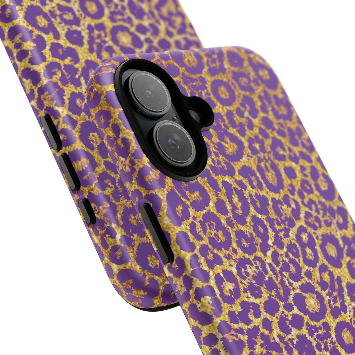Purple Gold Leopard Tough Phone Case for iPhone, Galaxy, or Google Pixel