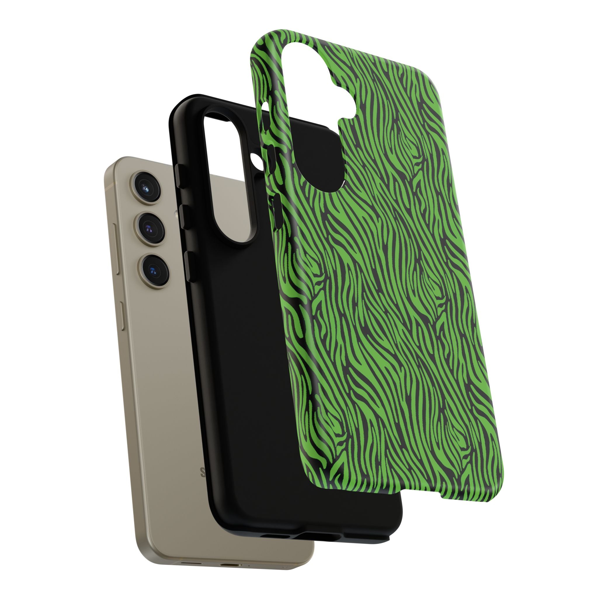 Neon Green Zebra Tough Phone Case iPhone, Galaxy, or Google Pixel