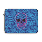Neon Skull with Blue Zebra Print Laptop Sleeve