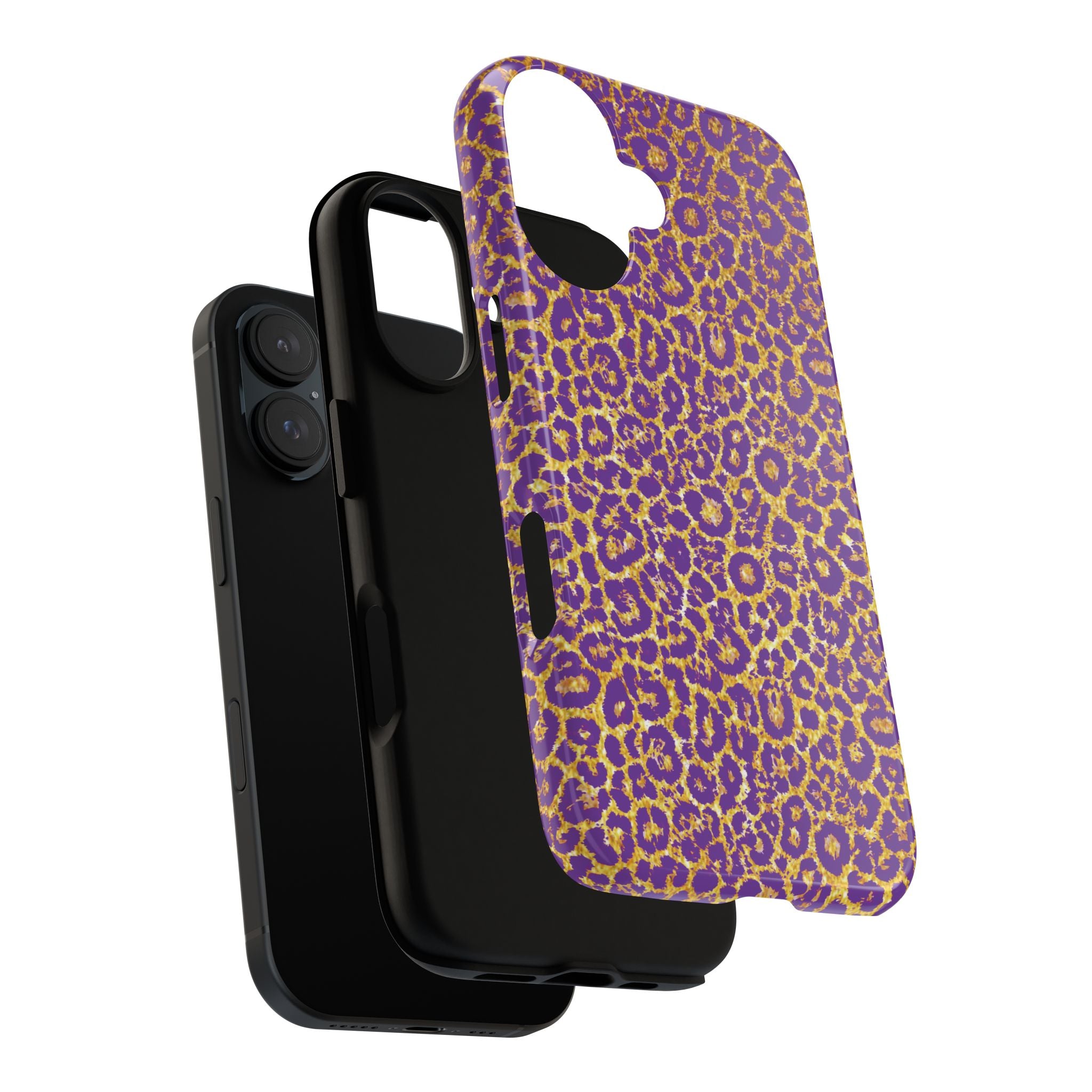 Purple Gold Leopard Tough Phone Case for iPhone, Galaxy, or Google Pixel