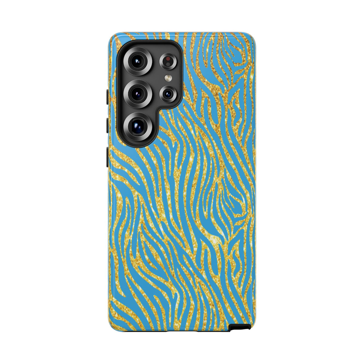 Blue Gold Zebra Tough Case for iPhone, Galaxy, or Google Pixel