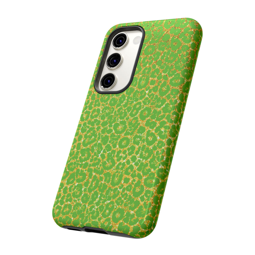 Neon Green Gold Leopard Tough Phone Case iPhone, Galaxy, or Google Pixel