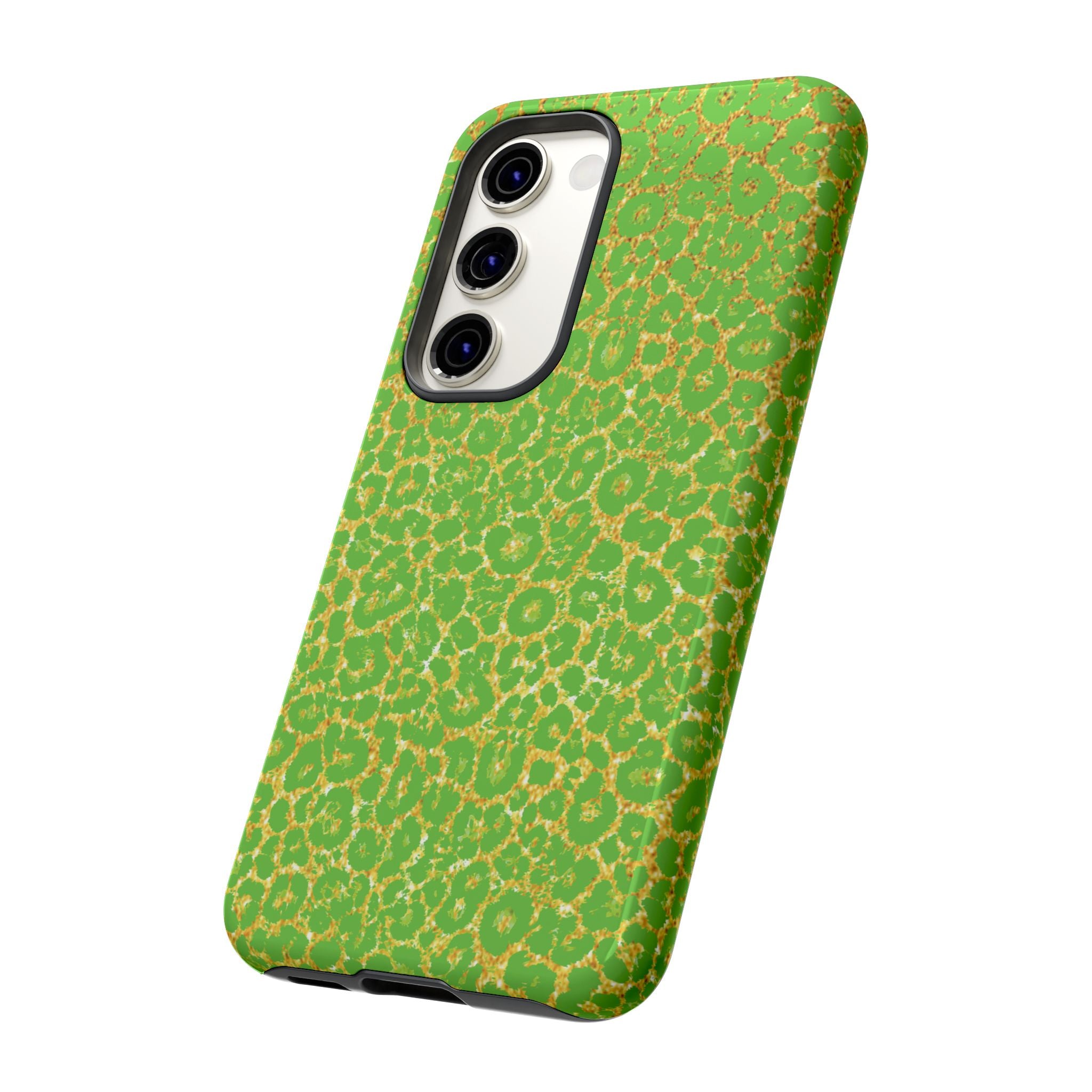 Neon Green Gold Leopard Tough Phone Case iPhone, Galaxy, or Google Pixel