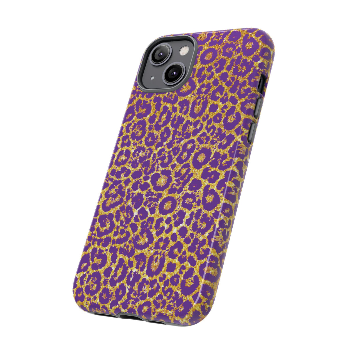 Purple Gold Leopard Tough Phone Case for iPhone, Galaxy, or Google Pixel