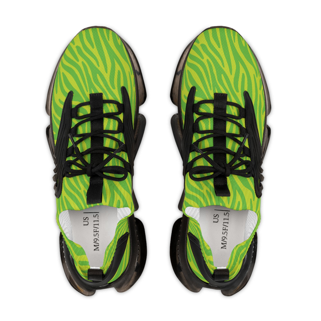 Neon Lime Zebra Men's Mesh Sneakers