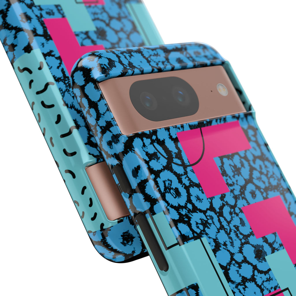 LOVE Blue Leopard 80s Vibe Tough Case for iPhone, Galaxy, or Google Pixel