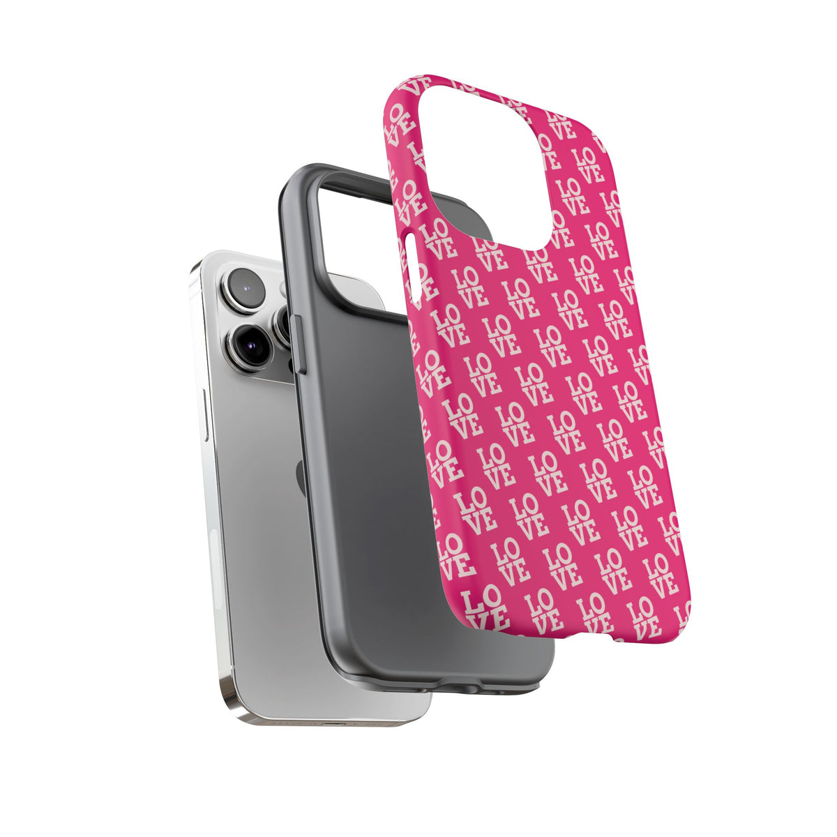Vibrant Pink LOVE Tough Case iPhone, Galaxy, or Google Pixel