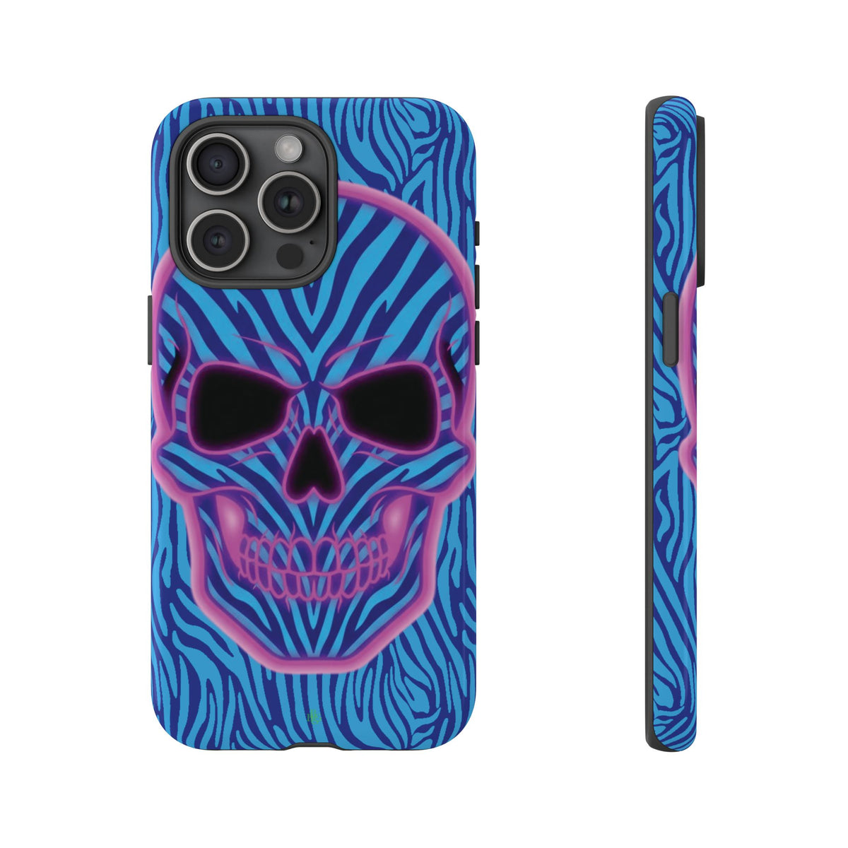 Neon Zebra Skull Tough Phone Case for iPhone, Galaxy, or Google Pixel