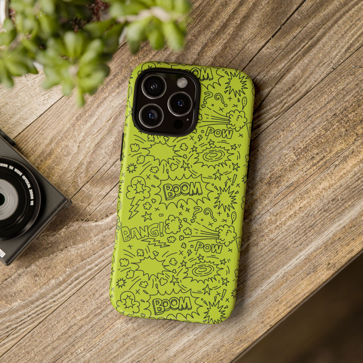 Neon Lime Wow Tough Case for iPhone, Galaxy, or Google Pixel