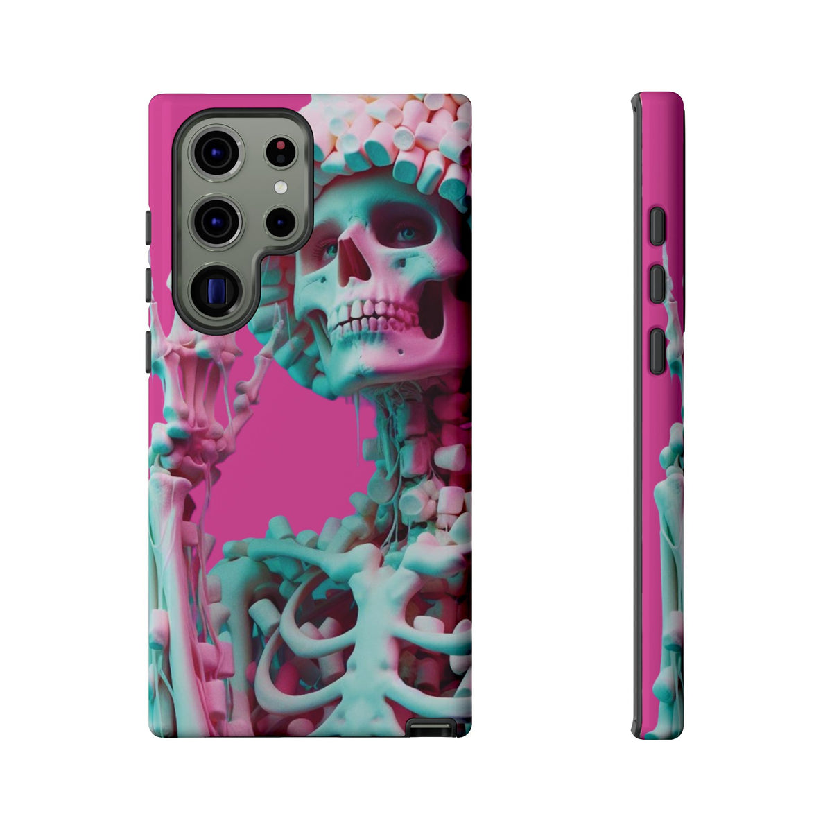 Neon Pink Skeleton Tough Phone Case for iPhone, Galaxy and Google Pixel