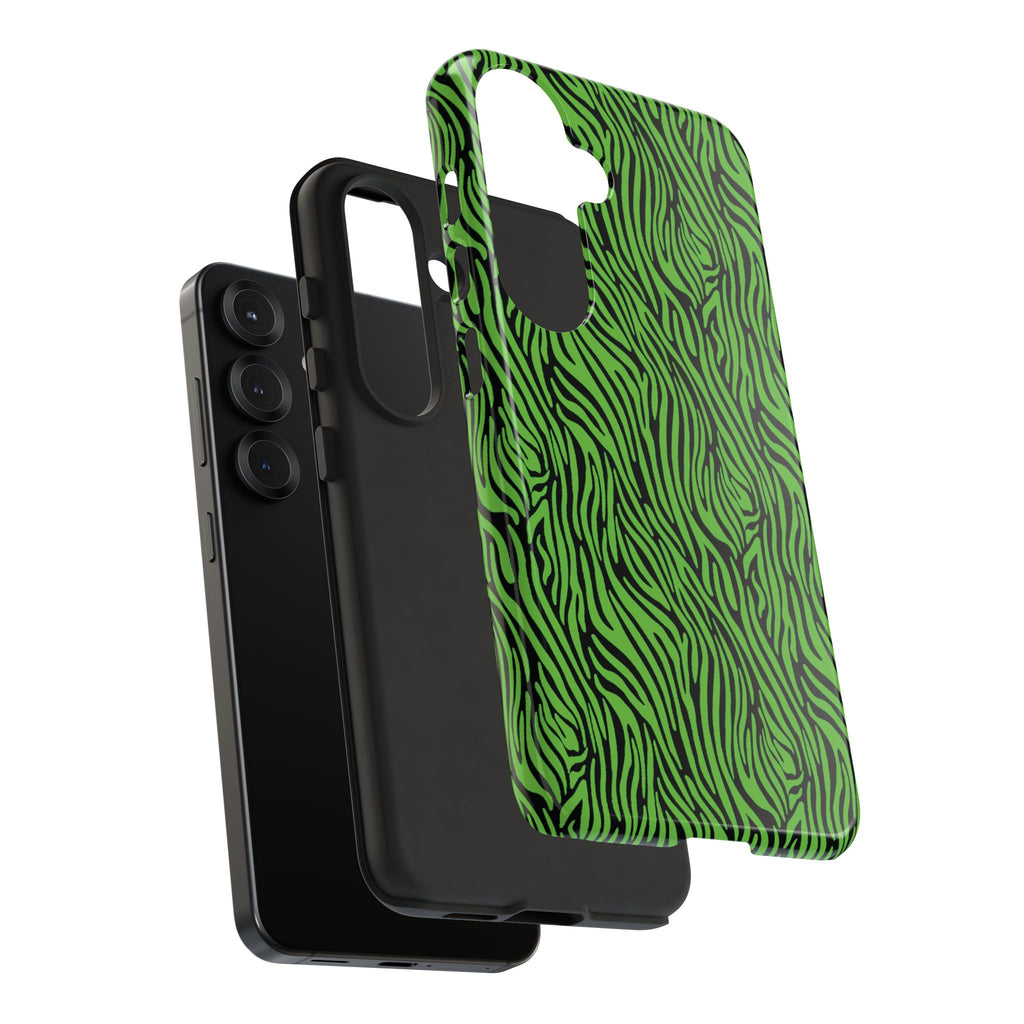 Neon Green Zebra Tough Phone Case iPhone, Galaxy, or Google Pixel