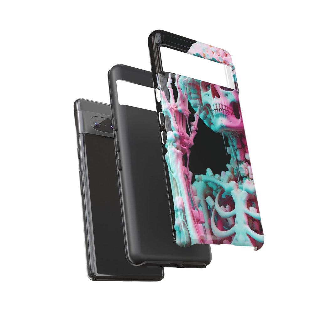 Neon Pink Skeleton (Black) Tough Phone Case for iPhone, Galaxy, or Google Pixel