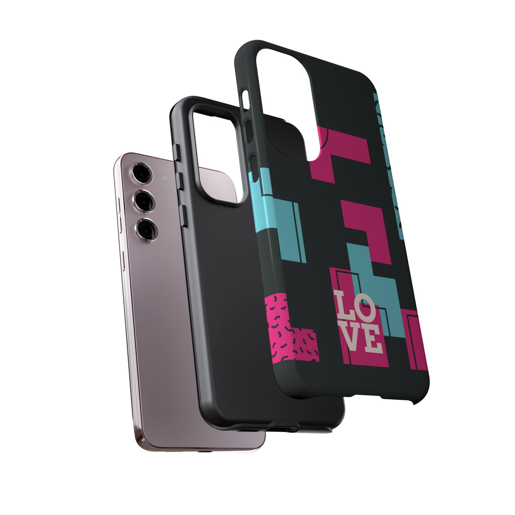 Retro Blocks LOVE Tough Case for iPhone, Galaxy or Google Pixel