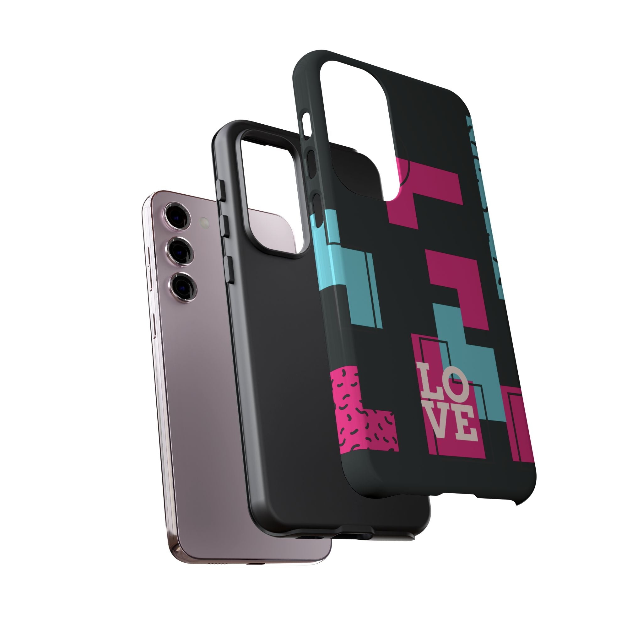Retro Blocks LOVE Tough Case for iPhone, Galaxy or Google Pixel