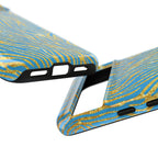 Blue Gold Zebra Tough Case for iPhone, Galaxy, or Google Pixel