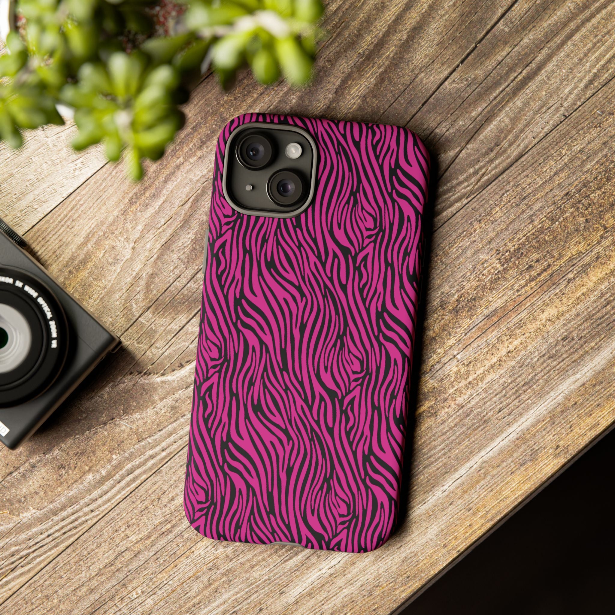 Pink Zebra Tough Phone Case for iPhone, Galaxy, or Google Pixel