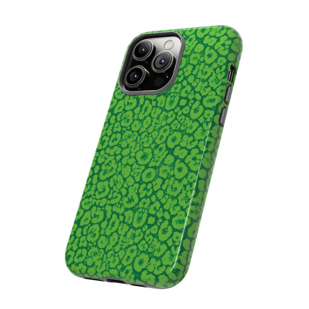 Neon Green Leopard Tough Phone Case for iPhone, Galaxy, or Google Pixel