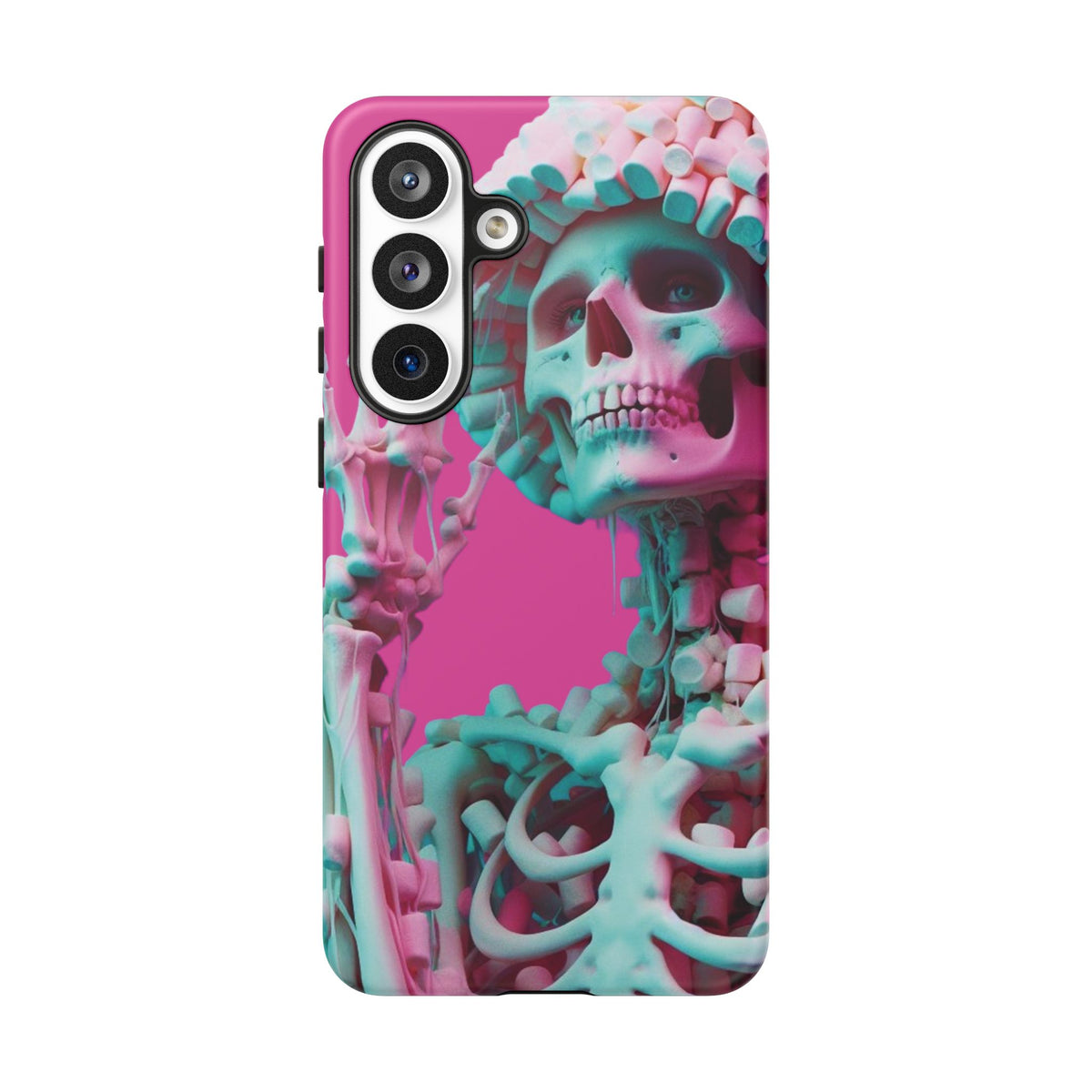 Neon Pink Skeleton Tough Phone Case for iPhone, Galaxy and Google Pixel