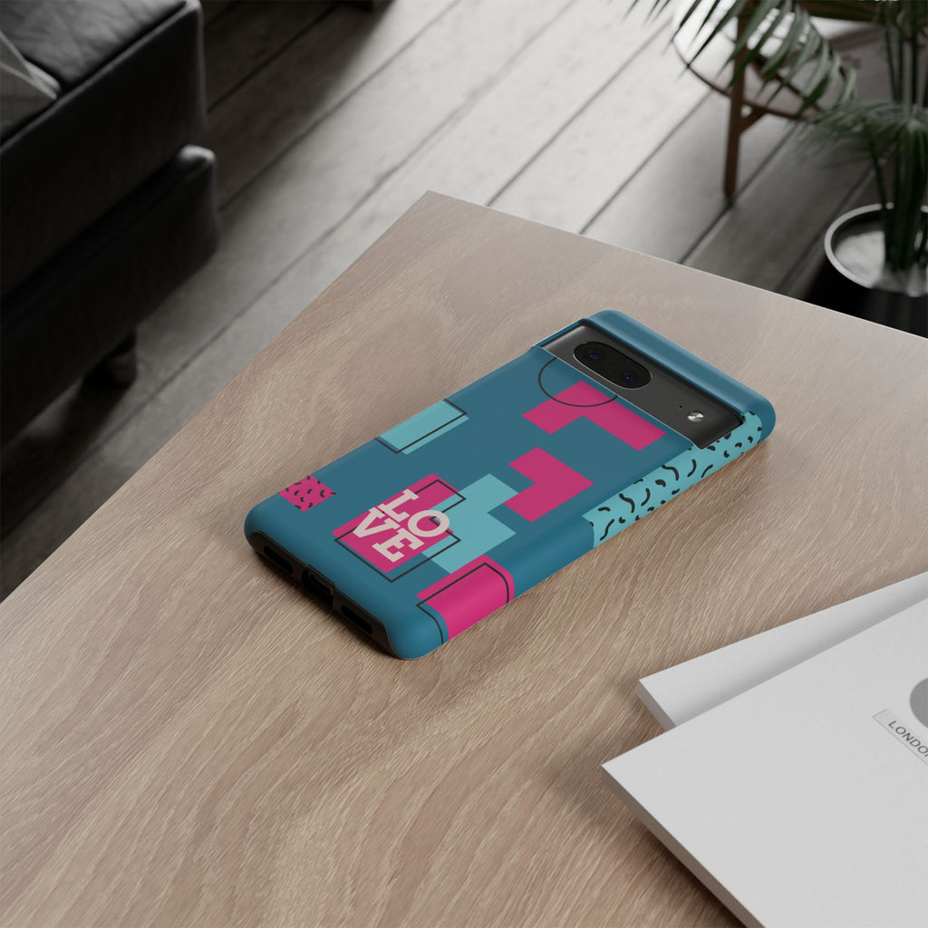 LOVE Teal Green Tough Phone Case for iPhone, Galaxy, or Google Pixel