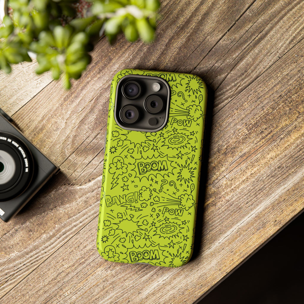 Neon Lime Wow Tough Case for iPhone, Galaxy, or Google Pixel