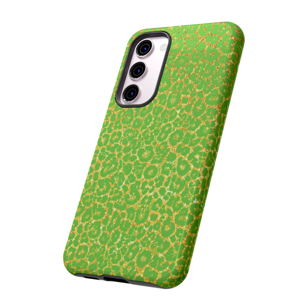 Neon Green Gold Leopard Tough Phone Case iPhone, Galaxy, or Google Pixel