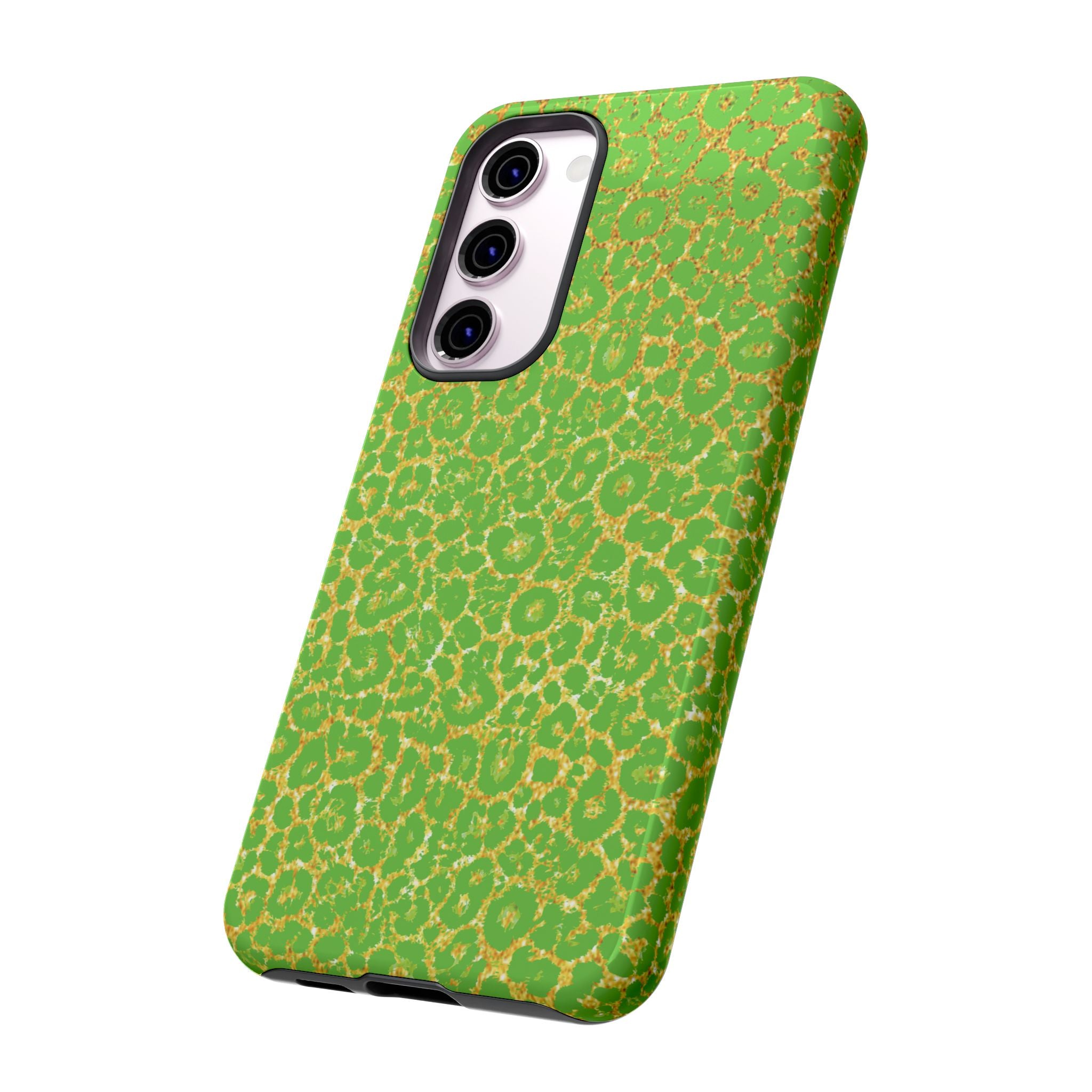 Neon Green Gold Leopard Tough Phone Case iPhone, Galaxy, or Google Pixel