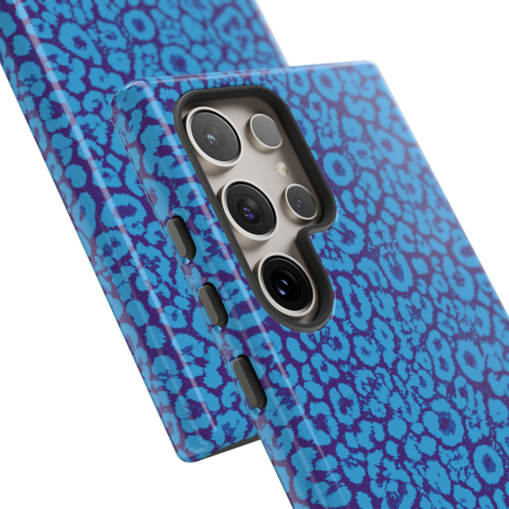 Blue Purple Leopard Tough Phone Case iPhone, Galaxy, or Google Pixel