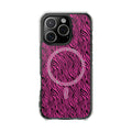 Pink Zebra Magnetic iPhone 14, 15, 16 Series Clear Impact Cases