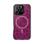 Pink Zebra Magnetic iPhone 14, 15, 16 Series Clear Impact Cases