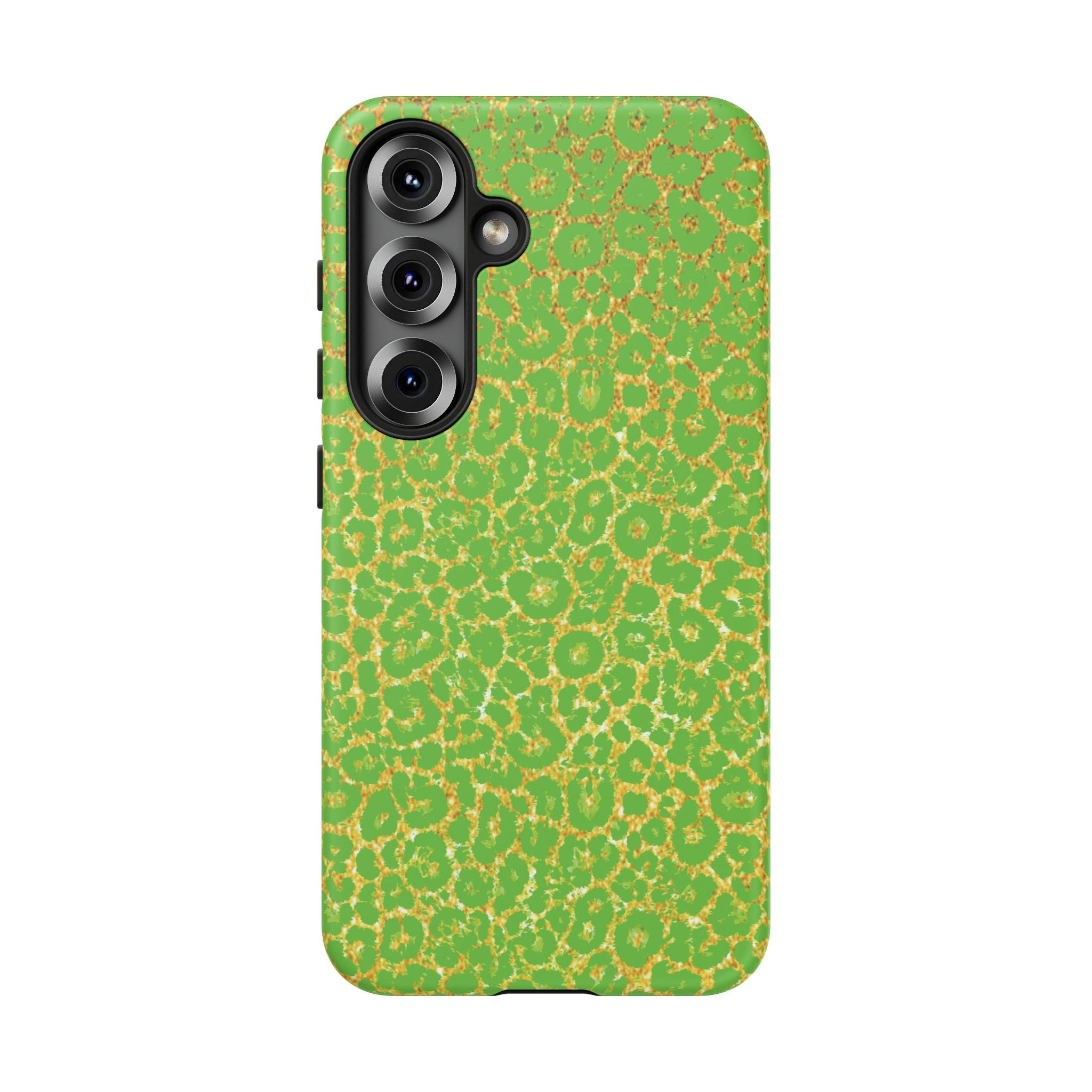 Neon Green Gold Leopard Tough Phone Case iPhone, Galaxy, or Google Pixel