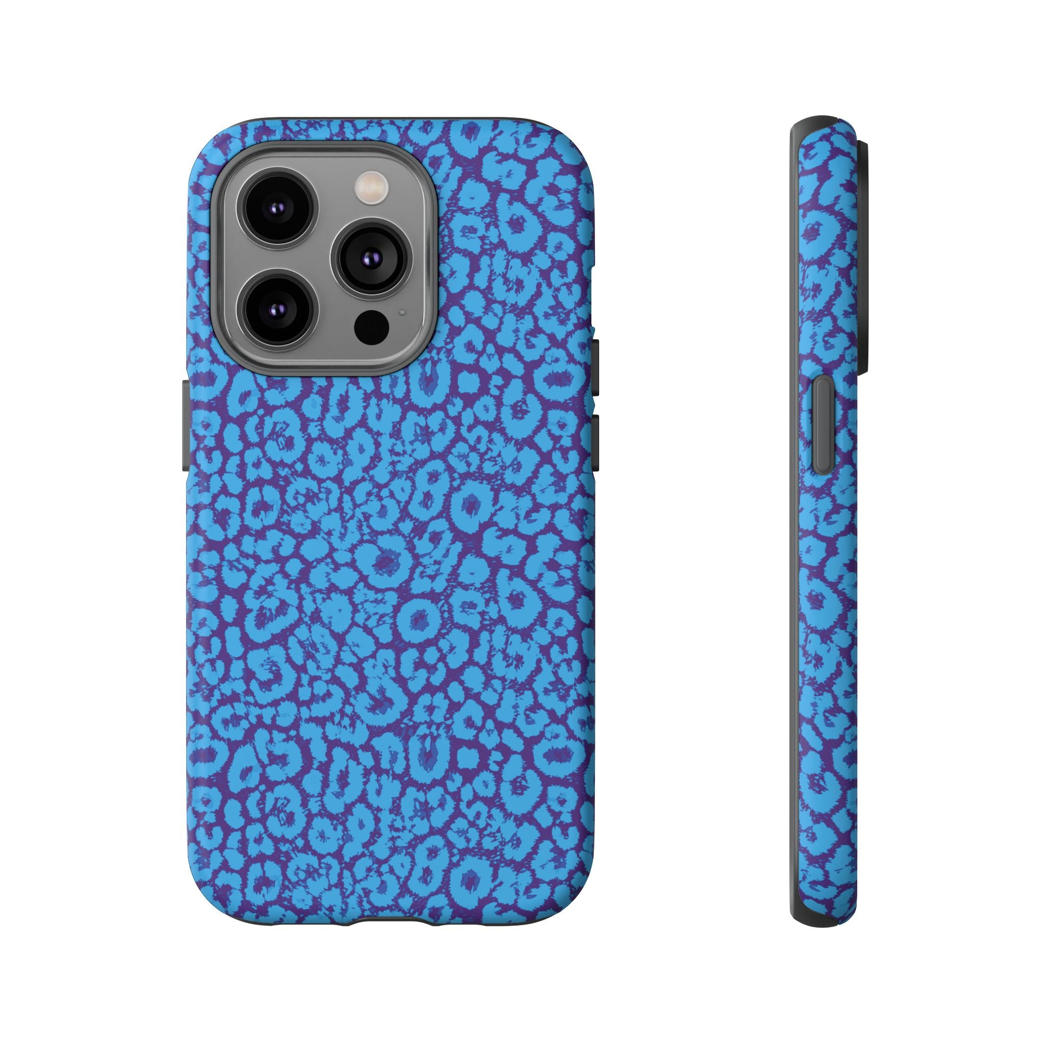 Blue Purple Leopard Tough Phone Case iPhone, Galaxy, or Google Pixel