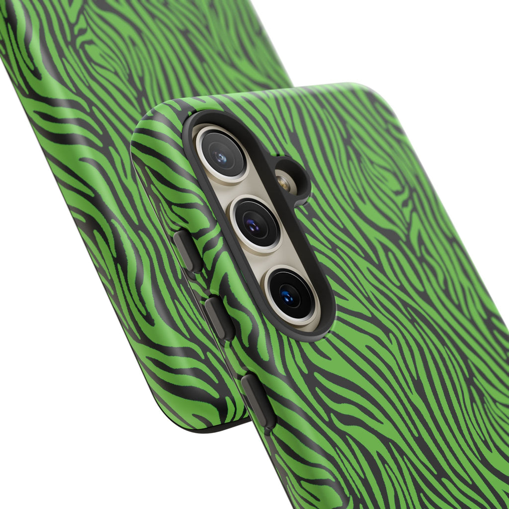 Neon Green Zebra Tough Phone Case iPhone, Galaxy, or Google Pixel