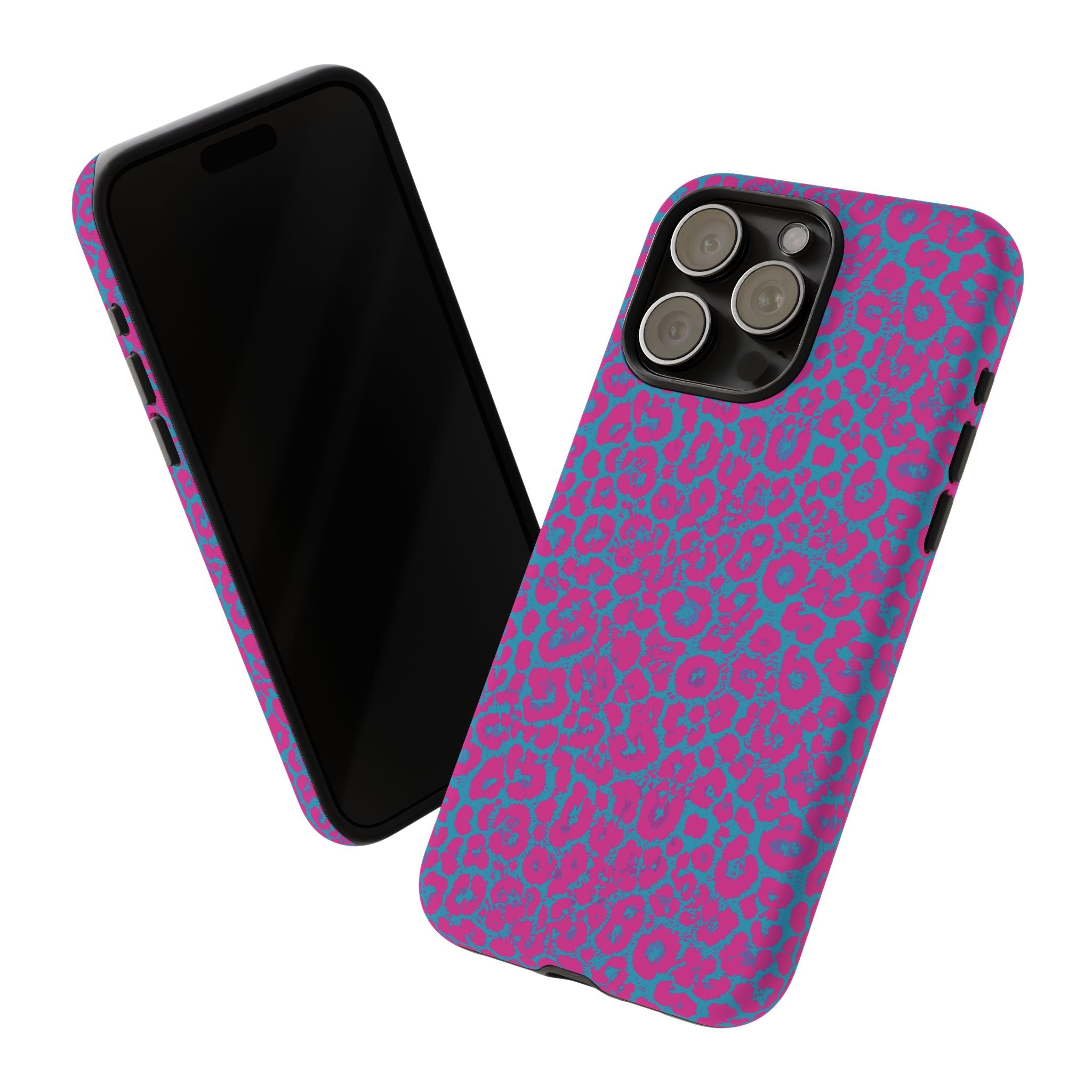 Pink Blue Leopard Tough Phone Case iPhone, Galaxy, or Google Pixel