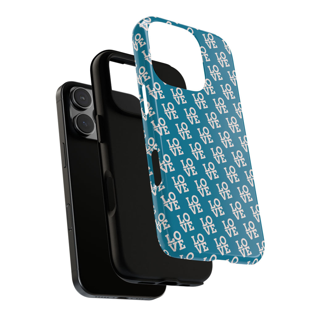 LOVE Teal Green Tough Phone Case iPhone, Galaxy, or Google Pixel