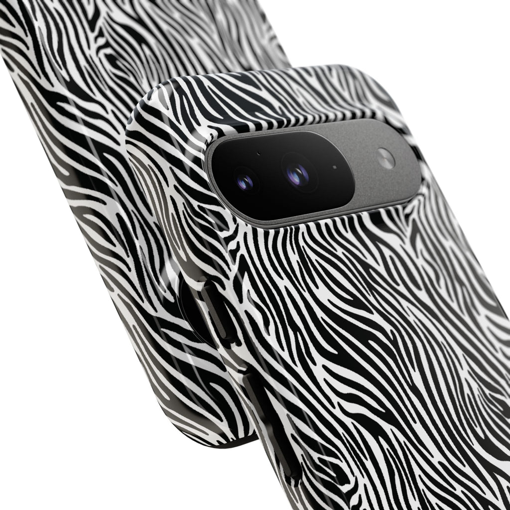 Black and White Zebra Print Tough Case iPhone, Galaxy and Google Pixel