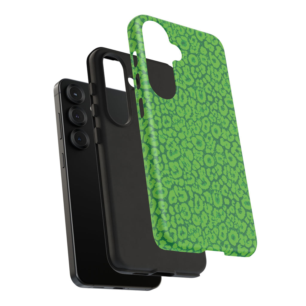 Neon Green Leopard Tough Phone Case for iPhone, Galaxy, or Google Pixel