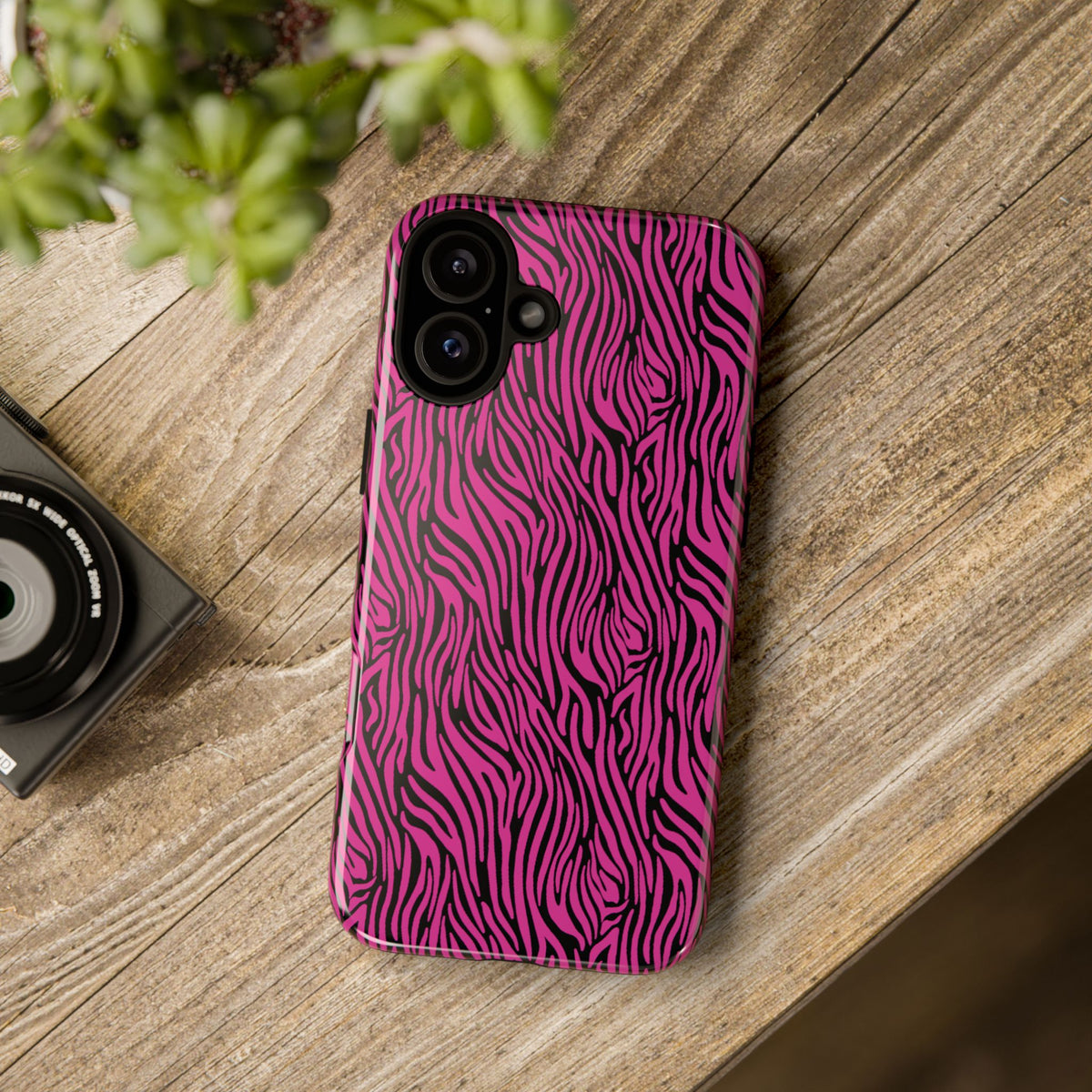 Pink Zebra Tough Phone Case for iPhone, Galaxy, or Google Pixel