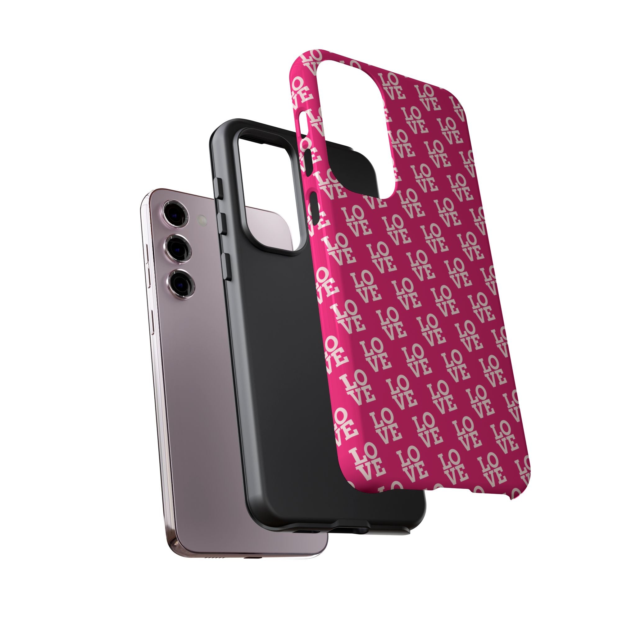 Vibrant Pink LOVE Tough Case iPhone, Galaxy, or Google Pixel