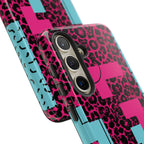Pink Love Retro Blocks Leopard RG Tough Phone Case for iPhone, Galaxy, or Google Pixel